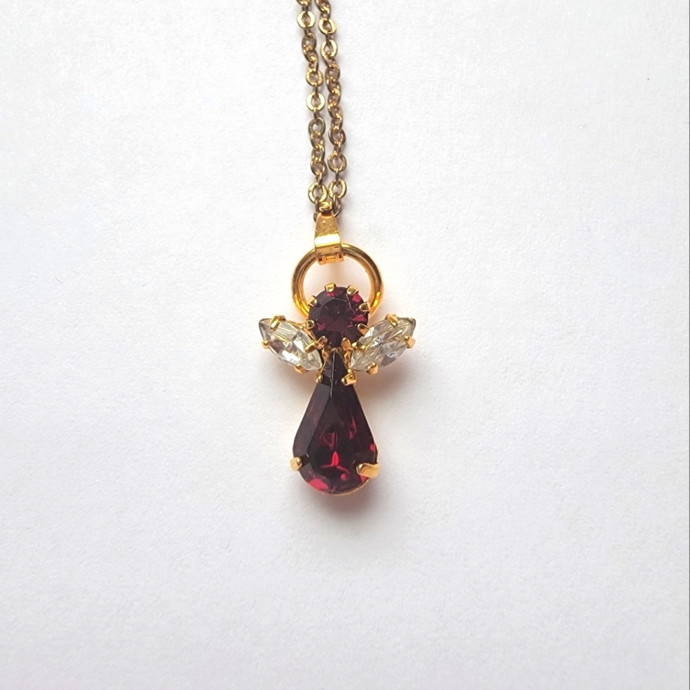 January Birthstone Angel Necklace